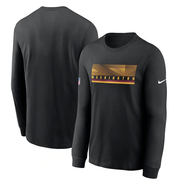 Men's Washington Football Team 2020 Black Sideline Impact Legend Performance Long Sleeve NFL T-Shirt